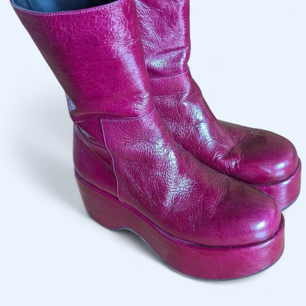 Women's Platform Boots in Magenta